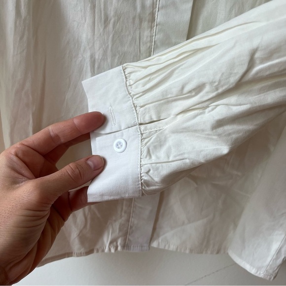 SHEIN Women’s White Long Sleeve Collared Button Down Shirt Small 100% Cotton - Picture 5 of 11
